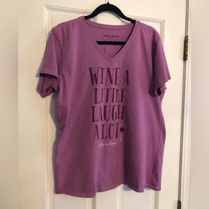 Life is Good Womens XL tshirt Wine a little Laugh a lot. Mauve color